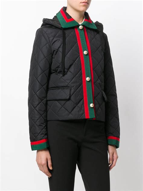 gucci quilted jacket with web black|custom made Gucci jacket.